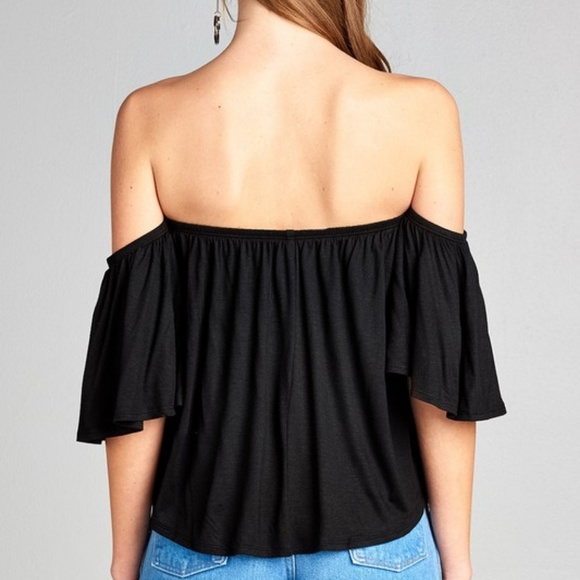 Black Off Shoulder Top - Picture 2 of 4